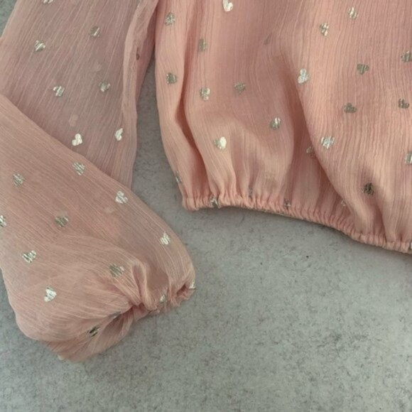 NWT Lovers & Friends Pink Crop Top Silver Hearts - Picture 3 of 6